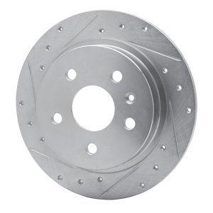 Buick LaCrosse Brake Rotor (1) - Rear Left - R1 Concepts - Drilled & Slotted - Silver - `11-`16
